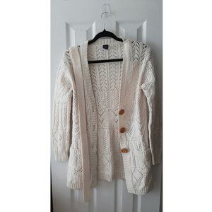 Long Cream Knit Cardigan